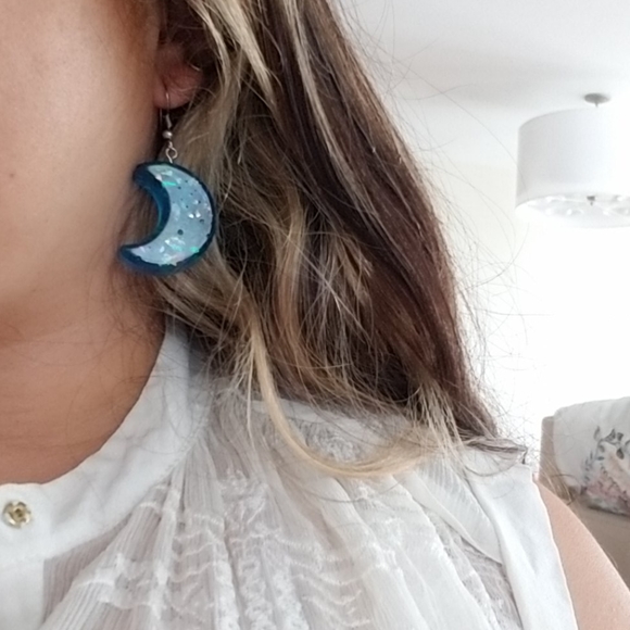 Earrings moon hand made - Picture 4 of 4